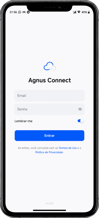 Tela de login no iPhone
